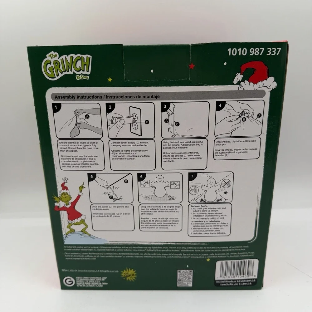 Cindy Lou Who Grinch Christmas‎ Airblown Inflatable 4 ft LED Lights Wreath Gemmy